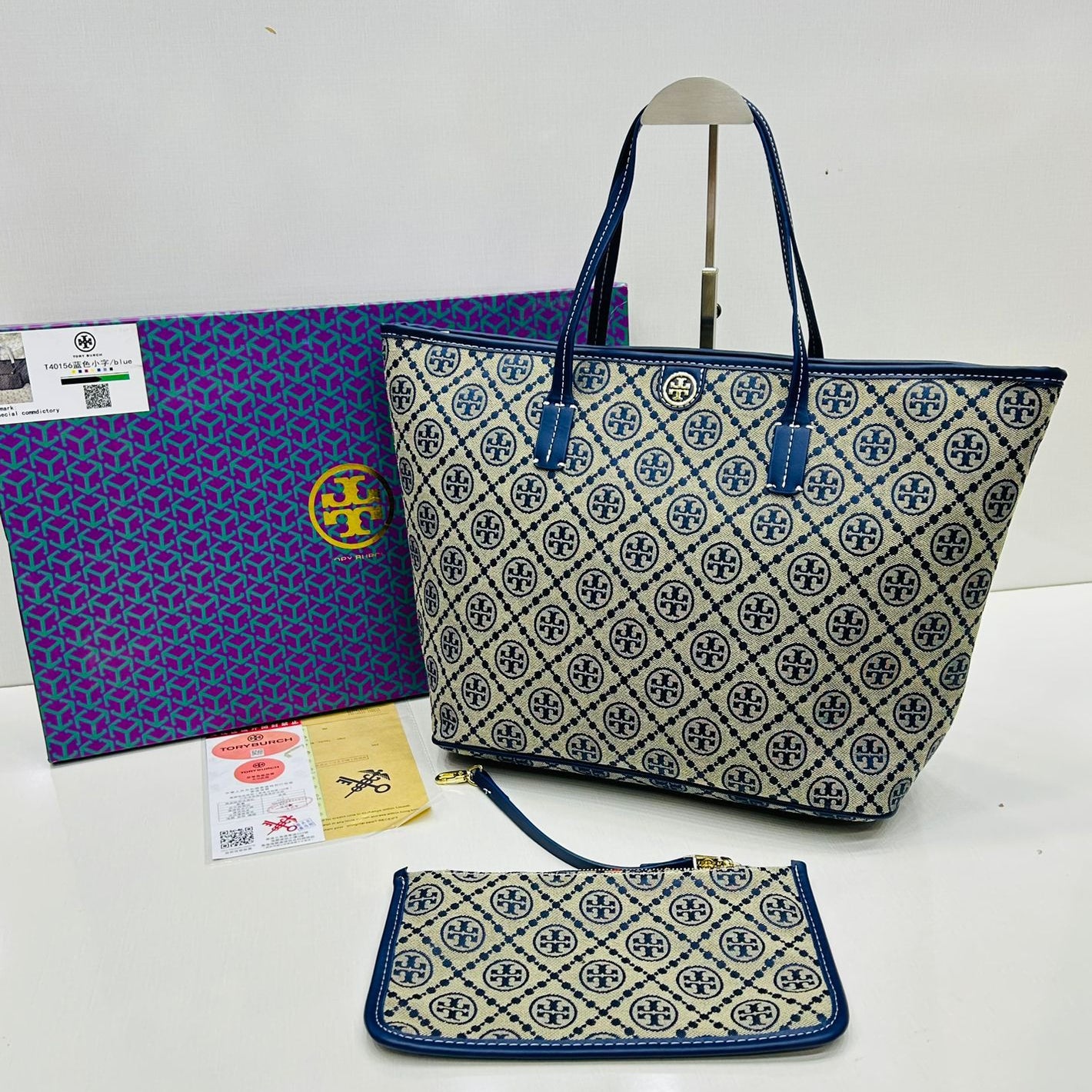 ZEVIRA'S T-B Top-Handle Shoulder Bag (Blue)