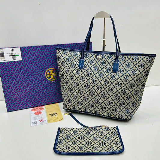 ZEVIRA'S T-B Top-Handle Shoulder Bag (Blue)