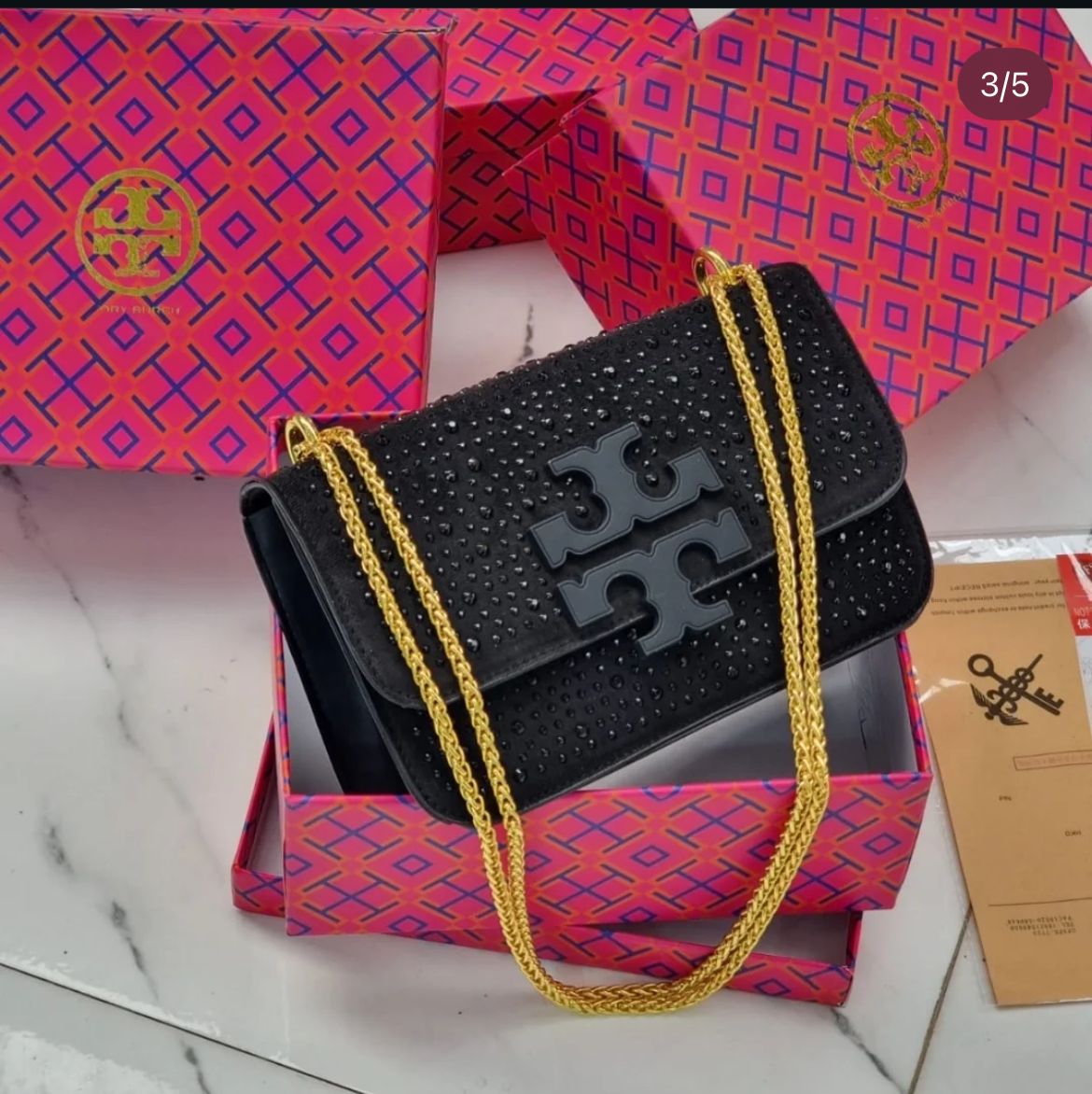 ZEVIRA'S T-B Premium Crossbody Bag with Long Chain 06 (Black)