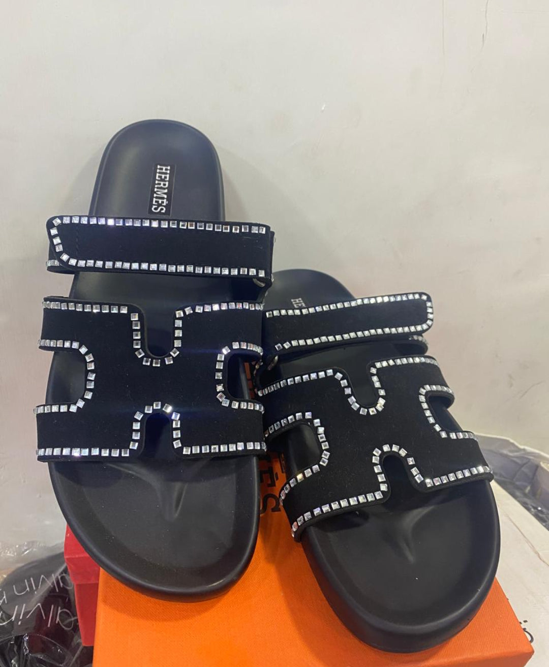 ZEVIRA'S Sparkle Chypre Satin Stone Flats