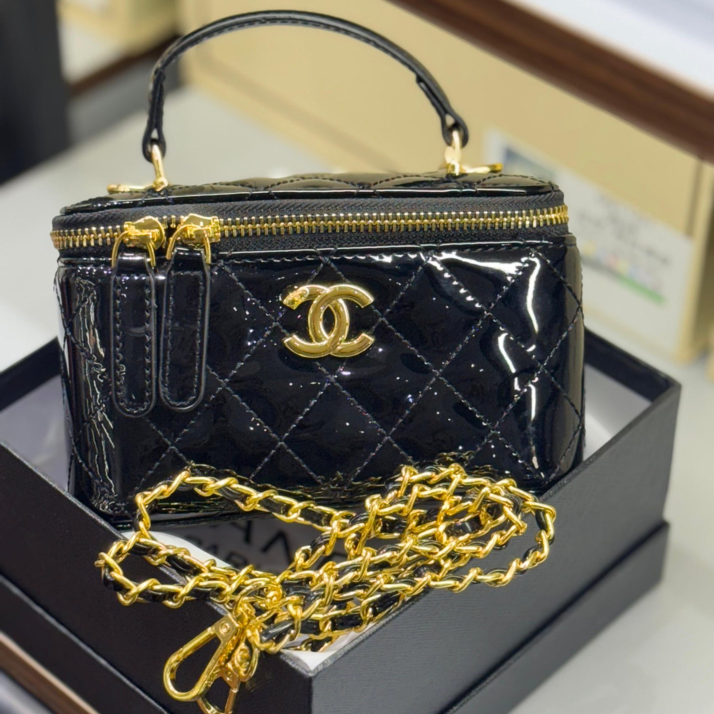 ZEVIRA'S C-H-A-N-E-L VANITY CASE (Black)