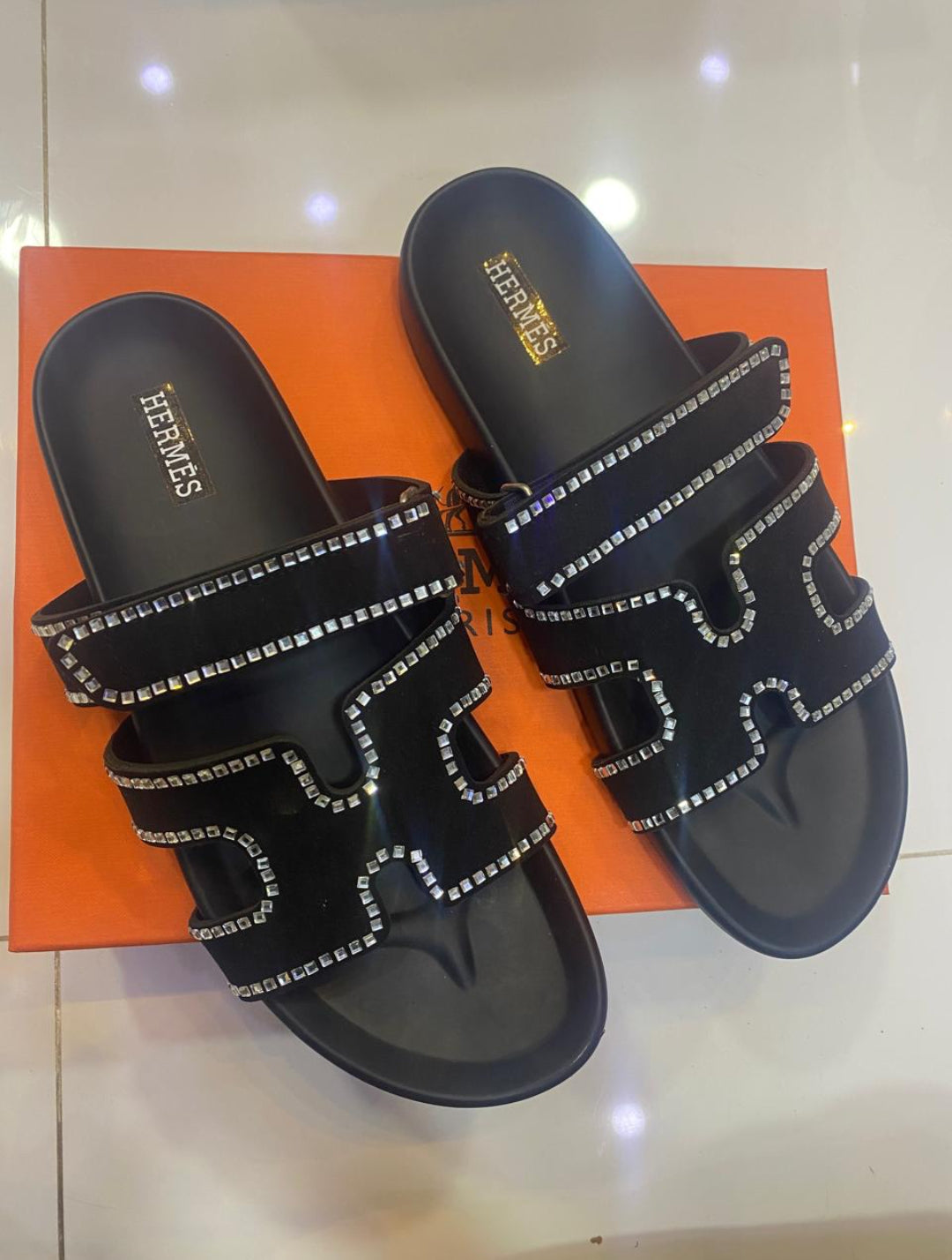 ZEVIRA'S Sparkle Chypre Satin Stone Flats
