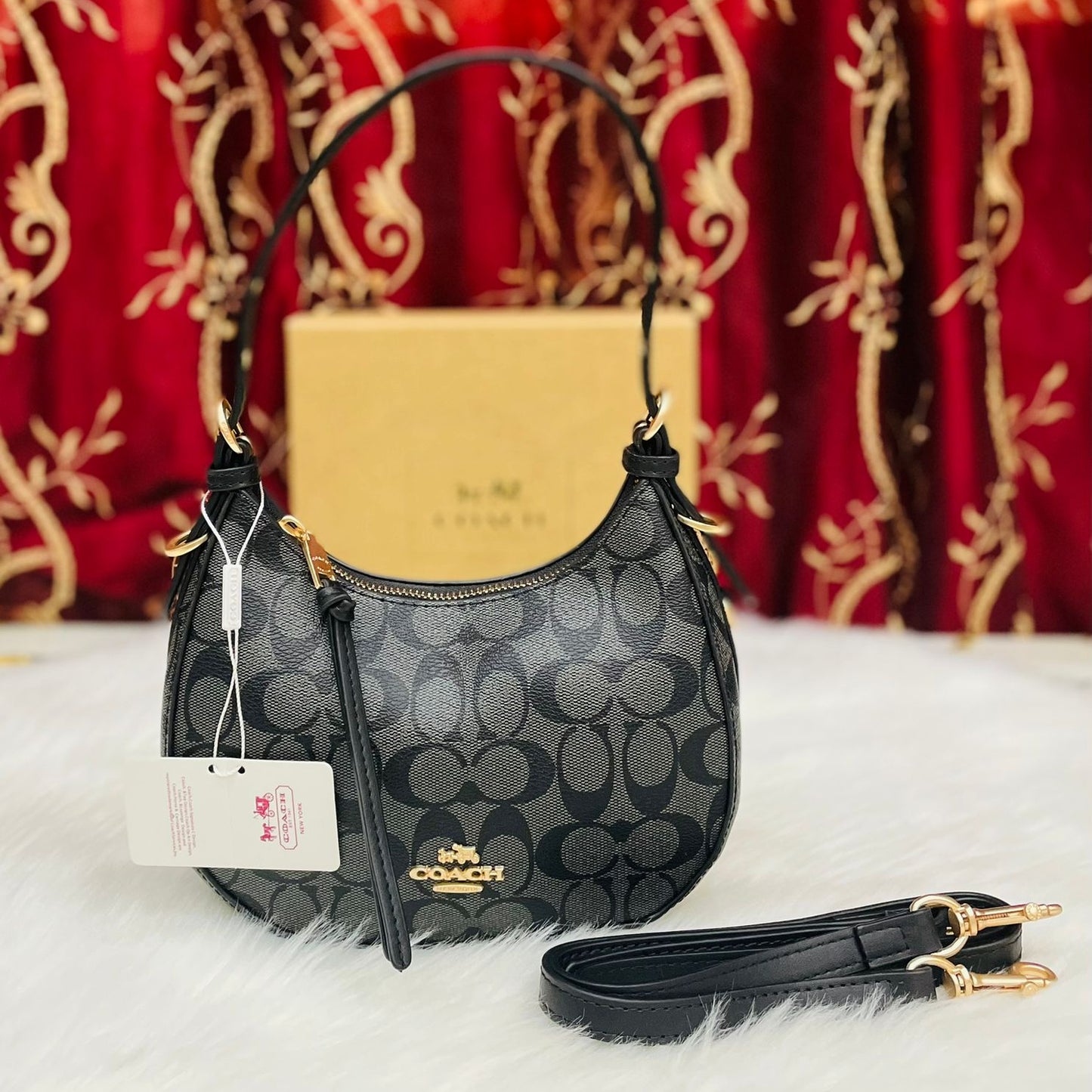 ZEVIRA'S C-O-A-C-H Premium Moon Shape Crossbody 05 (Black)