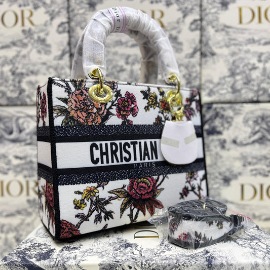 ZEVIRA'S C--D Elegant D-Lite Canvas Shoulder Bag (White)