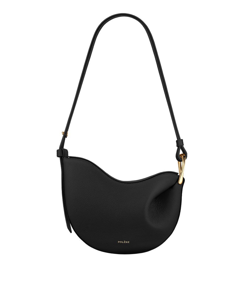 ZEVIRA'S P-O-L-E-N-E Textured Cognac Shoulder Bag (Black)