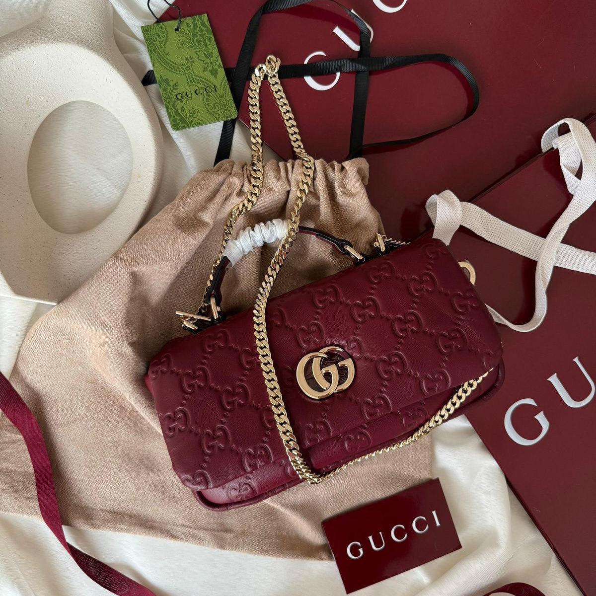 ZEVIRA'S GG MILANO SMALL TOP HANDLE BAG (Red)