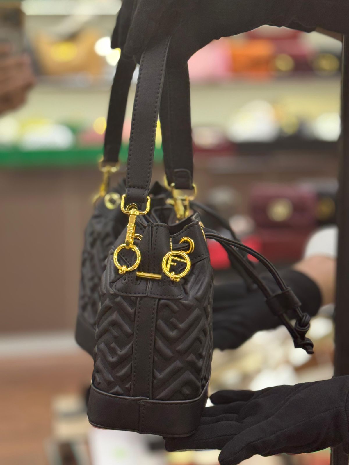 ZEVIRA'S F-E-N-D-I Mon Tresor Bucket Bag (Black)